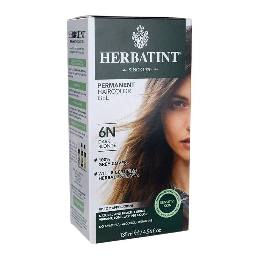 Herbatint Permanent Herbal Haircolor Gel With Aloe Vera 6N Dark Blonde, 4.5 Oz